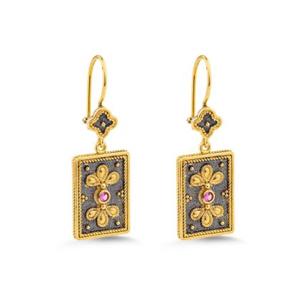 Byzantine Floral Rectangle Earrings