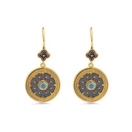 Byzantine Round Earrings with Zircon