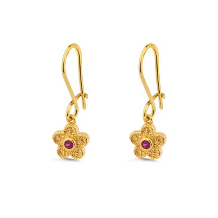 Byzantine Flower Drop Earrings with Zircon