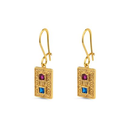 Byzantine Rectangular Earrings with Zircon