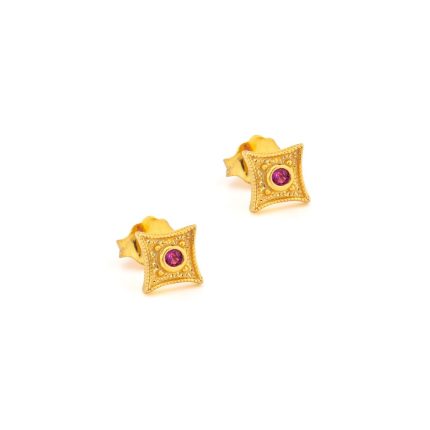 Byzantine Mini Star Stud Earrings with Zircon