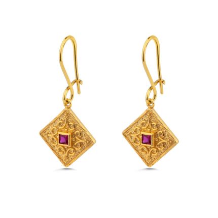 Byzantine Triangle Earrings with Zircon
