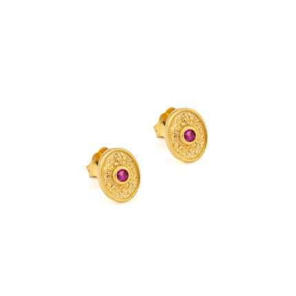 Byzantine Mini Oval Earrings with Zircon