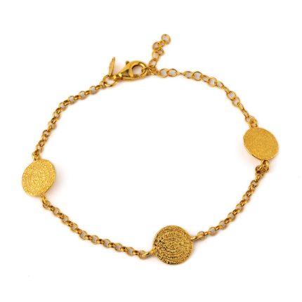 Phaistos Disc Chain Bracelet – 925 Sterling Silver and Gold Plated