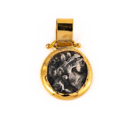 14K Gold and Sterling Silver Greek Goddess Athena Pendant