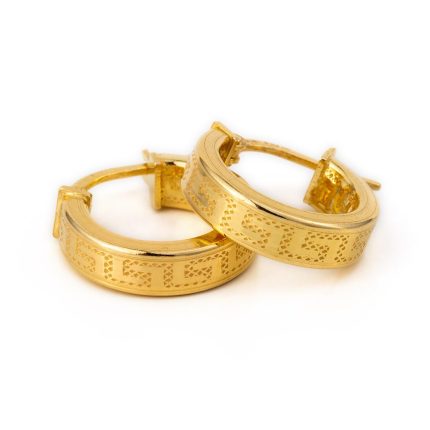 Greek Key Round Hoop Earrings – Sterling Silver & Gold-Plated