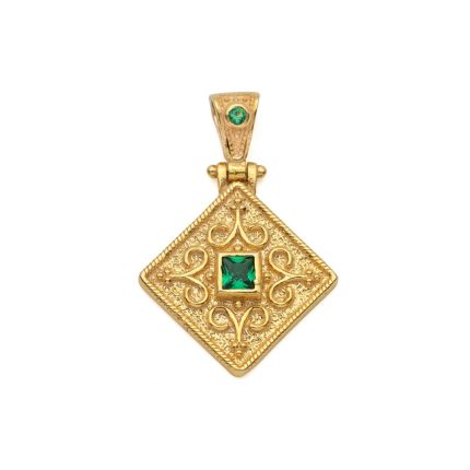 Byzantine Rhombus Pendant in Gold Plated Silver 925