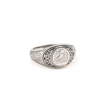 Gerochristo - Symbol Ring in Sterling Silver with Ancient Greek Owl