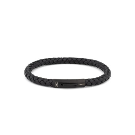 Axion Leather Bracelet with Black Stainless Steel Clasp