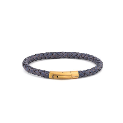 Axion Leather Bracelet with Gold Stainless Steel Clasp