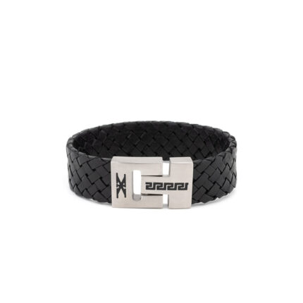 Meander Leather Bracelet and Stainless Steel