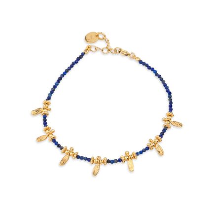 Lapis Lazuli Bracelet in 925 Sterling Silver and Gold Plated