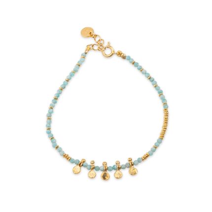 Amazonite Bracelet in 925 Sterling Silver and Gold Plated
