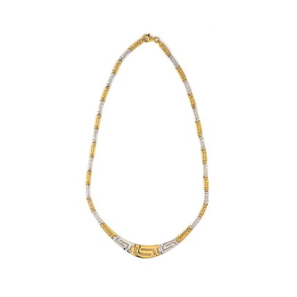 Two Tone Meander Necklace in 925 Sterling Silver