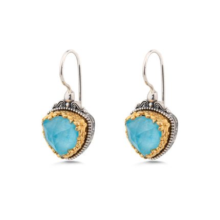 Gerochristo - Iris Triangle Earrings in 925 Sterling Silver with Turquoise Stone