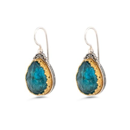 Gerochristo - Iris Teardrop Earrings in 925 Sterling Silver with Apatite Stone