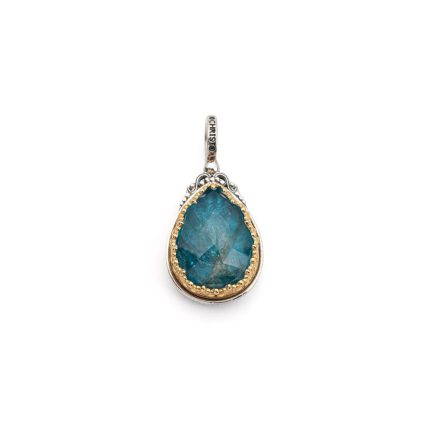 Gerochristo - Iris Drop Pendant in Sterling Silver with Apatite