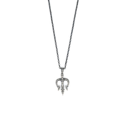 Poseidon's Trident Pendant with Chain in Sterling Silver