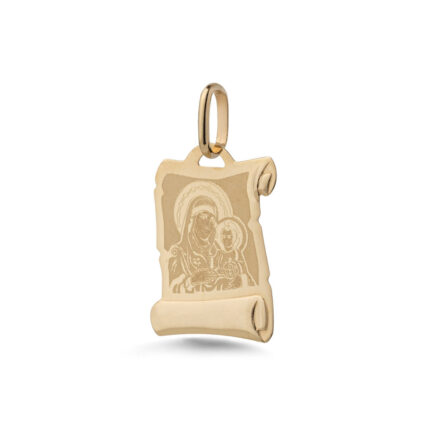 9k Gold Virgin Mary with Jesus Pendant