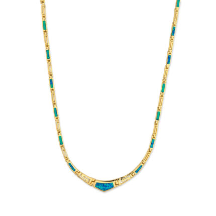 Opal Meander Necklace - Sterling Silver and Gold Plated