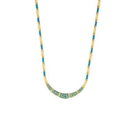 Greek Meander Opal Silver Necklace