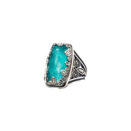 Gerochristo - Aegean colors Parallelogram Ring with Turquoise Gemstone