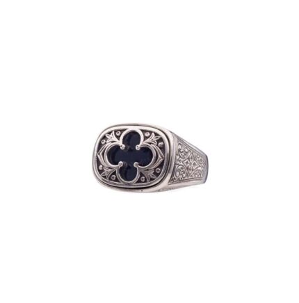 Gerochristo - Odysseus Ring in Sterling Silver with Black Onyx