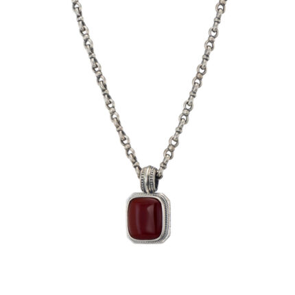 Gerochristo - Classic Pendant in Sterling Silver with Carnelian Stone
