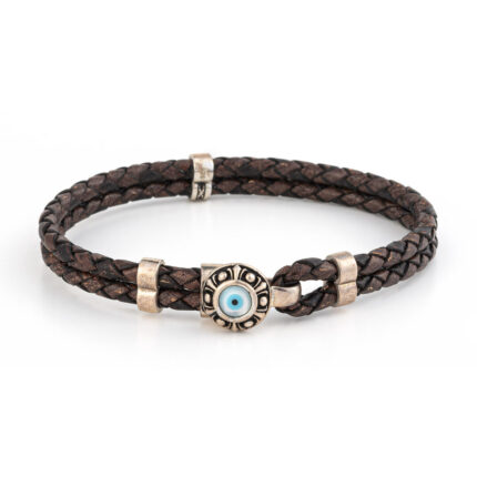 Lucky Eye Leather Bracelet – 925 Sterling Silver