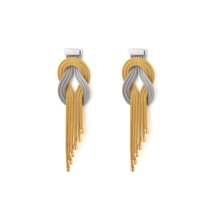 Two Tone Knot Chain Earrings - 925 Sterling Silver Gold Plated