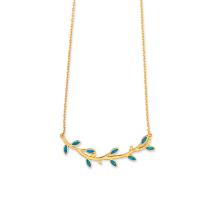 Olive Branch Opal Necklace - Sterling Silver and Gold Plated