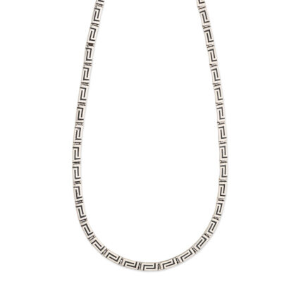 Greek Key Oxidized Necklace in 925 Sterling Silver