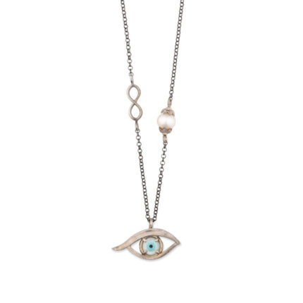 Eye Chain Necklace with Infinity in Sterling Silver