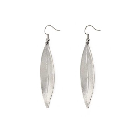 Olive Leaf Dangle Earrings - Pewter Silver & Gold Plated