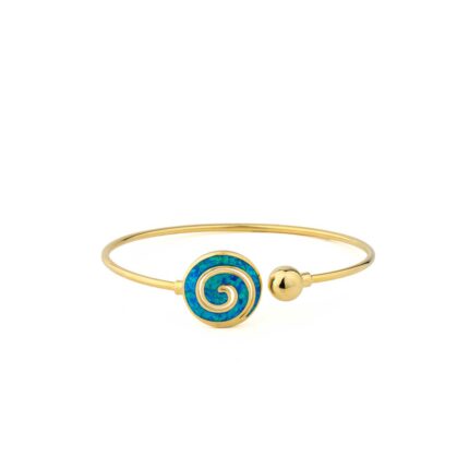 Spiral Cuff Bracelet with Blue Opal