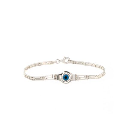 Meander Evil Eye Link Bracelet in 925 Sterling Silver