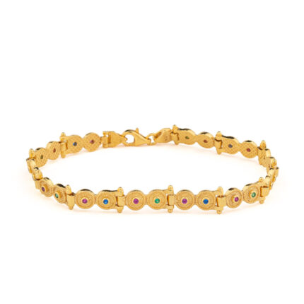 Gold Plated Sterling Silver Byzantine Bracelet with Zircon Stone