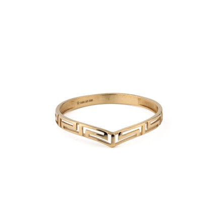 14K Yellow Gold V-Shape Greek Key Ring