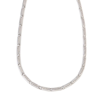 Geometric Greek Key Necklace in Sterling Silver