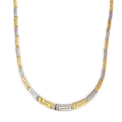 Two Tone Greek Key Meander Necklace