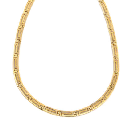 Greek Key Meander Necklace in Sterling Silver and Gold Plated