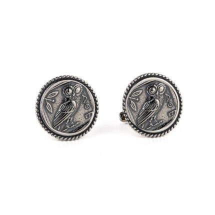 Wisdom Owl Coin Cufflinks – 925 Sterling Silver
