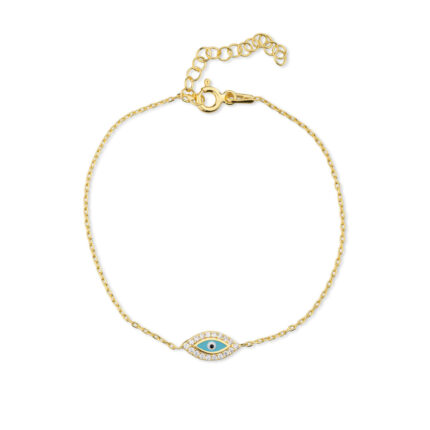 Evil Eye Bracelet with Zircon in Sterling Silver and Gold Plated