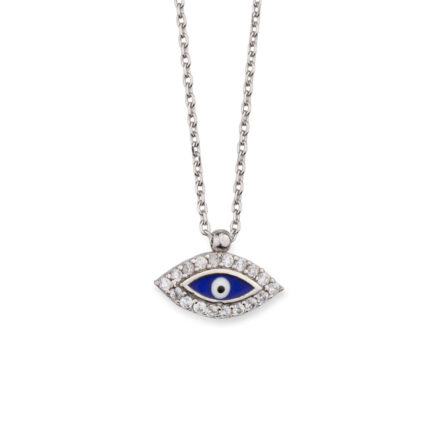 Evil Eye Necklace with Zircon - Sterling Silver