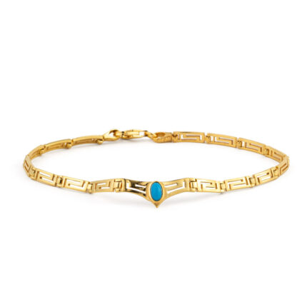 Greca Link V-Shaped Bracelet with Turquoise – 925 Sterling Silver