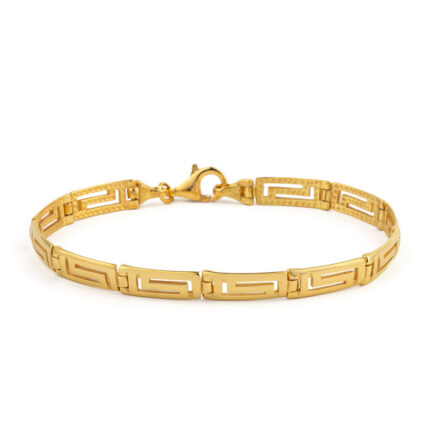 Minimal Greek Key Link Bracelet – 925 Sterling Silver Gold Plated