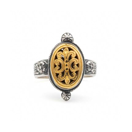 Vintage Traditional Flower Ring 925 Silver and Gold Plated