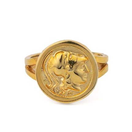 Athena Coin Ring in Sterling Silver and Gold Plated